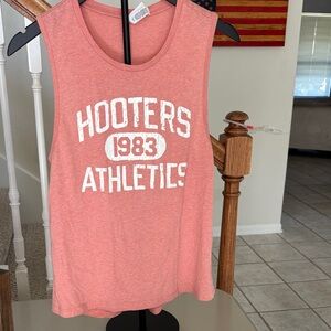 Hooters Coral Athletic Sleeveless Tank with White Logo